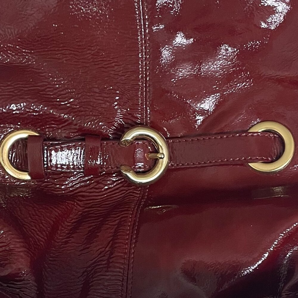 Francesco Biasia Burgundy High Gloss Patent Leather Large Hobo Bag - Picture 6 of 16